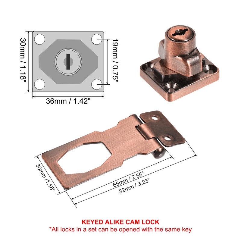 PATIKIL Keyed Hasp Locks, 2 Pack 2.5 Inch Twist Knob