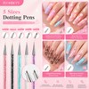 ZEOHBETY Nail Art Brushes, 5Pcs Nail Art Liner Brushes, Dotting