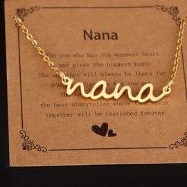 HUTIMY Nana Necklace for Women Gold from Grandkids Grandson Grandma Birthday Unique Gift Nana Jewelry, Medium, Stainless Steel, No Gemstone