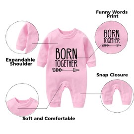 culbutomind Baby Twins Romper Bodysuit Boy Girl Best Friends Forever Fun Baby Gifts Birth Funny Baby Clothes, pink