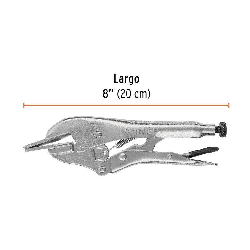 Truper PPP-8R, Pinza de presión, hojalatera, 8", mordazas de acero