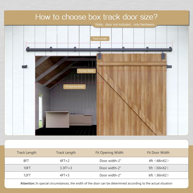 10FT Heavy Duty Box Rail Exterior Sliding Barn Door Hardware