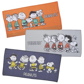 SNOOPY Face Towel, 27.6 x 13.4 inches (70 x 34 cm), Cute Character Snoopy, Navy, Orange, Gray, 1