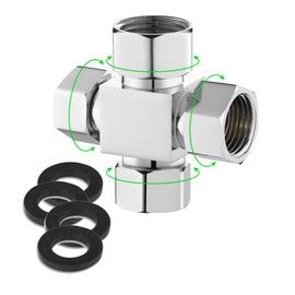 Add-A-Tee G1/2" Hose Connector Adapter for Angle Valve Adapter Shower Arms Toilet Bidet Sprayer Hose Pipe Fittings (4 Way X6)