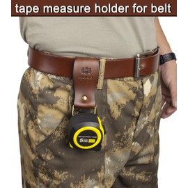 Leather Tape Measure Holder for Belt - Heavy Duty Tool Holder with Metal Clip for Drills, Impact Tools & Multitools