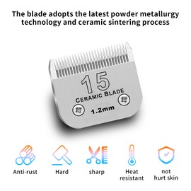 DODAER 3 Pack 15# Detachable Pet Dog Grooming Ceramic Blades,Compatible with Andis,Oster A5,Wahl KM-10 Series,Size 15# Blade 3/64-Inch 1.2MM Cut Length