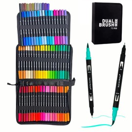 Dual Brush Marker Pens, 72 Colors Art Markers Set with Fine and Brush Tip Markers for Adult Coloring Books No Bleeding, Can Be Used for Note Taking Planner Hand Lettering Calligraphy