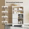ChooChoo Bathroom Floor Storage Cabinet with Flip Glass Drawer, Bathroom