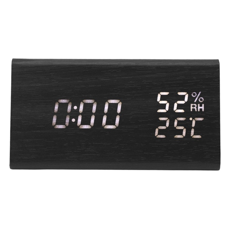 Wooden Digital Alarm Clocks LED Display Temperature Humidity Alarm Clocks