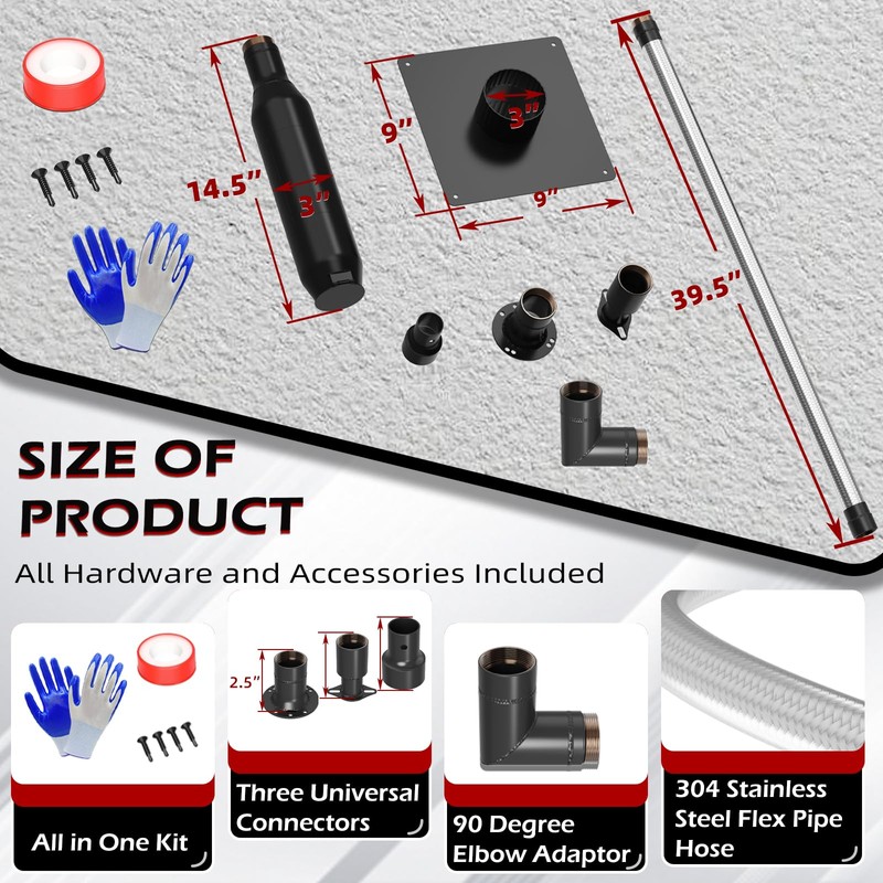 LCGP Generator Exhaust Extension Silencer Kit with Upgraded 304 Stainless