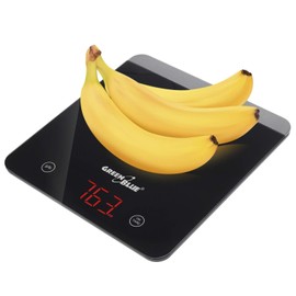 Green Blue GB171 Digitale Küchenwaage mit LED Display Digitalwaage Elektronische Waage bis 5kg min 1g Tara-Funktion (Schwarz)