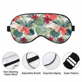 Vnwoalu Tropical Plants Sleep Eye Mask Summer Colorful Hawaiian Hibiscus Flowers Men Women Sleep Mask with Adjustable Strap Eye Cover Eye Shade for Travel, Nap,Meditation