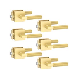 Asidrama 6 Pack Gold Privacy Door Handles, Door Lever with Door Knobs Indoor for Bedroom or Bathroom, Heavy Duty Door Handles Interior with Locks for Left Right Sided Doors 098