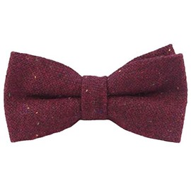 Men's Luxury Wool Pre-tied and Fully Adjustable Bow Tie (Burgundy) - suitable for formalwear, office, weddings, parties, grooms & groomsmen outfits