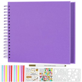 Miaikoe DIY Scrapbook Album 25.5x25.5 cm Hardcover Kraft Blank Paper Scrap Book with 40 Sheets Memory Book for Family Wedding Photography Anniversary (Purple)