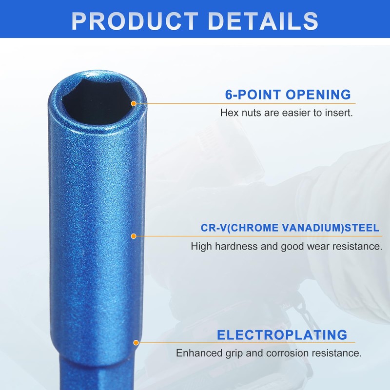 sourcing map 5pcs Nut Driver 8mm Hex Drive Socket CR-V
