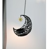 JUNADJUL Moon Shape Hanging Tealight Holder, Metal Moon Candle Holder