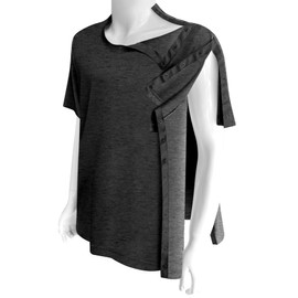 Post Shoulder Surgery Shirts Recovery Tear Away Short Sleeve Full Open Side Snap- Men's - Women's - Unisex Sizing (Large, Dark Grey)