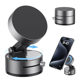 Vacuum Magnetic Suction Phone Holder,Upgraded 360° Adjustable Suction Cup Car Phone Mount,Hands-Free Cell Phone Holder for Car/Gym/Mirror/Smooth Surface,Compatible with iPhone 16/15/14/13/12 Series