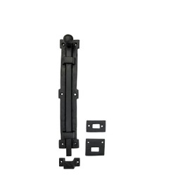STALLION HARDWARE Set of 2, 12 Inch Length Black Powder Coated Iron Surface Slide Bolt Ideal for Doors/Gates/cabinets. Easy Installation