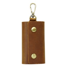 KOYOKOMA Genuine Leather Key Case, 6 Layers, Cowhide Leather, Carabiner, Simple, Stylish, Men's, Women's, Braun