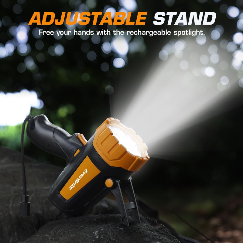 EverBrite Powerful Rechargeable Spotlight, 500lm LED Flashlight with Adjustable Stand,