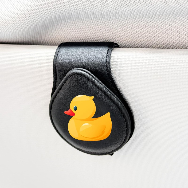 Cute Duck - Car Sunglass Holder, Magnetic Leather Eyeglass Hanger
