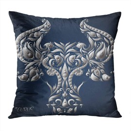 Qryipd Throw Pillow Cover Taurus Astrology Zodiac Sign Zodiac Comfortable Print Living Room Car Sofa Bedroom Polyester Hidden Zipper Pillowcase 18x18 Inch