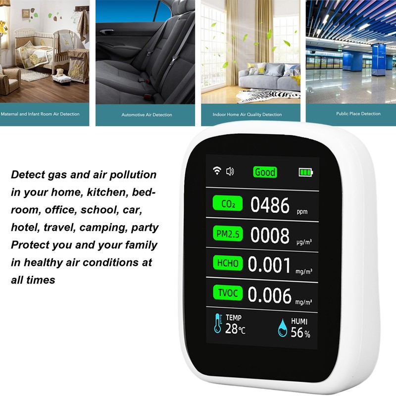 Air Quality Monitor Portable WiFi Accurate PM2.5 CO2 TVOC HCHO
