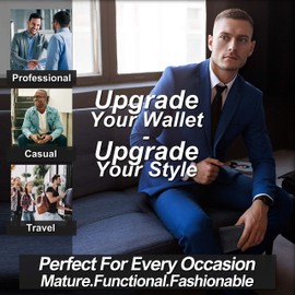 Minimalist Wallet for Men – RFID Blocking Card Wallet – Vegan Leather, Ultra Slim Credit Card Micro Wallets with Cash Money Pocket, ID Sleeve & Travel Pass Oyster Card Holder – Holds up to 9 Cards