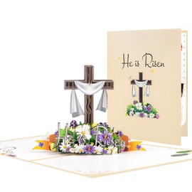 HEYINSHEN 3D Easter Pop Up Greeting Card Easter Pop Up Greeting Card 3d Easter Cards with Envelopes Easter Cards Religious He Is Risen Cards Religious Celebration Spring Christian Decor With Note Card