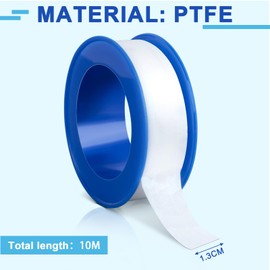 AiQInu 6 Rolls Teflon Tape Thread Sealing Tape, 10 m x 13 mm PTFE Sealing Tape, PTFE Tape, Thread Sealing Tape for Pool, Kitchen, Industry, White