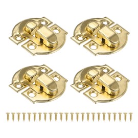 PATIKIL Small Metal Box Toggle Latch, 4 Pack Vintage Hasp Latch Lock Buckle Hardware with Mounting Screw for Wood Jewelry Cabinet Toolbox Ordinary Box, Gold