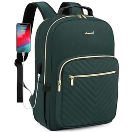 LOVEVOOK Laptop Backpack for Women 17 Inch, Womens Backpack for Work Business Travel School College With USB Port, Lightweight Back Pack Computer Laptop Rucksack-Deepgreen
