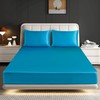 ROOEE Satin Silk Fitted Sheet with Pillowcase Set Breathable Soft