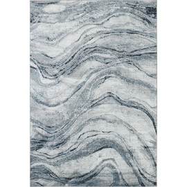 GLORY RUGS Abstract Area Rug Modern Contemporary Faded Soft for Living Room Dining Room Bedroom Home and Office (108GreyNavy, 8x10)