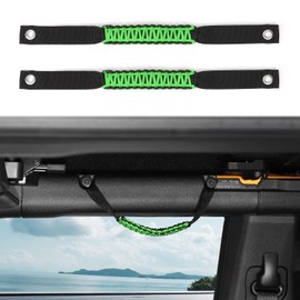 Linskip Front Seat Paracord Grab Handles for 2 Door Bronco 2025-2021, Passenger Handle Assist Support for Bronco Interior Accessories(Green)