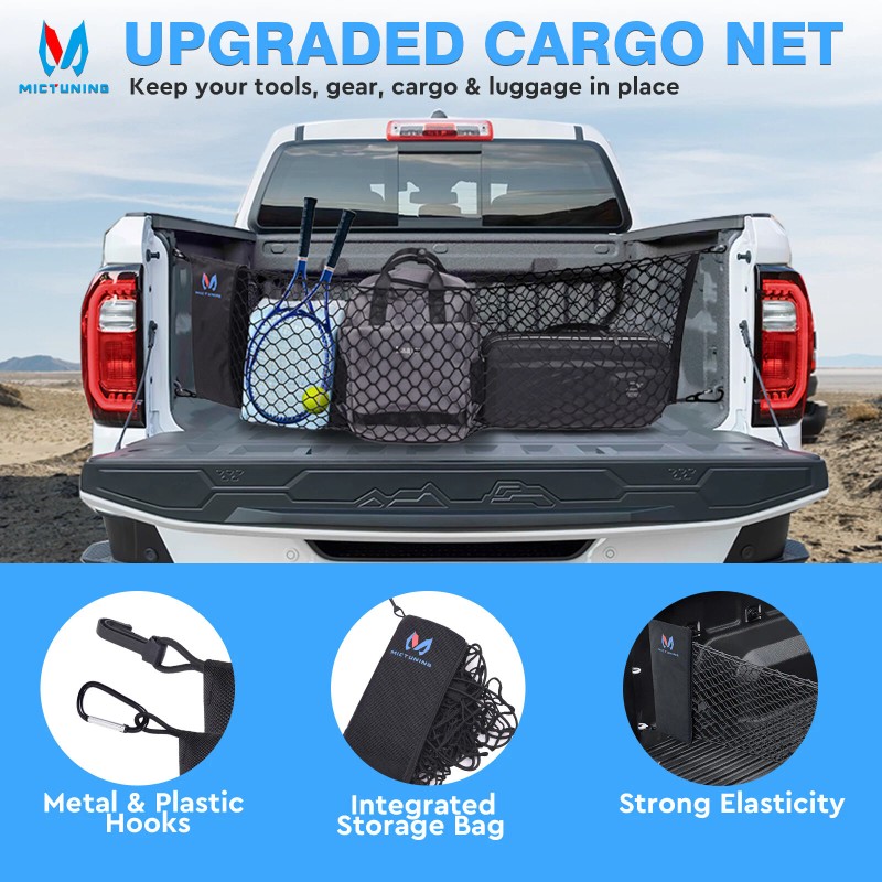 MICTUNING Elastic Truck Bed Cargo Net Storage Mesh Bag For