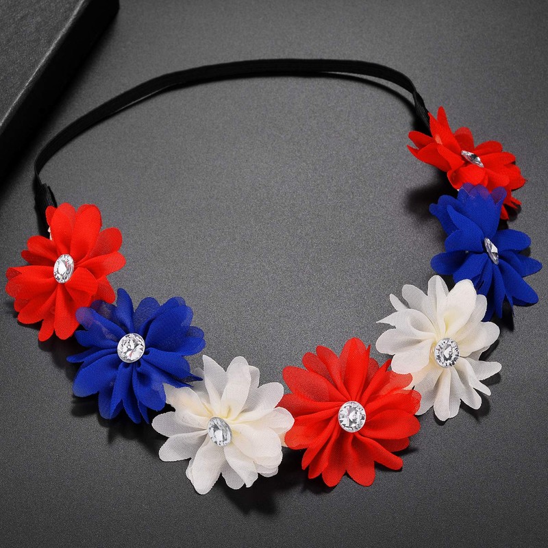 LUX ACCESSORIES Red White Blue American Flag 4th of July