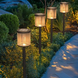 Solar Yard 4-Pack Solar Pathway Lights Outdoor, Aluminum Glass Solar Powered Landscape Lighting, IP54 Waterproof Garden Lights for Pathway, Garden, Porch, Walkway, Driveway