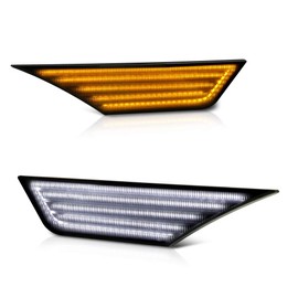 VIPMOTOZ [Switchback + Sequential Turn Signal] Full White & Amber LED Smoke Lens Front Side Marker Turn Signal Light For 2016-2021 Honda Civic, Driver & Passenger Side