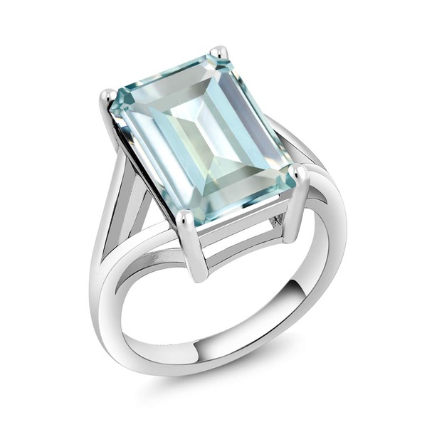 Gem Stone King 925 Sterling Silver Sky Blue Simulated Aquamarine