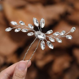 Ushiny Bride Wedding Hair Pin Silver Hair Crystal Clips Hair Accessories for Women and Girls
