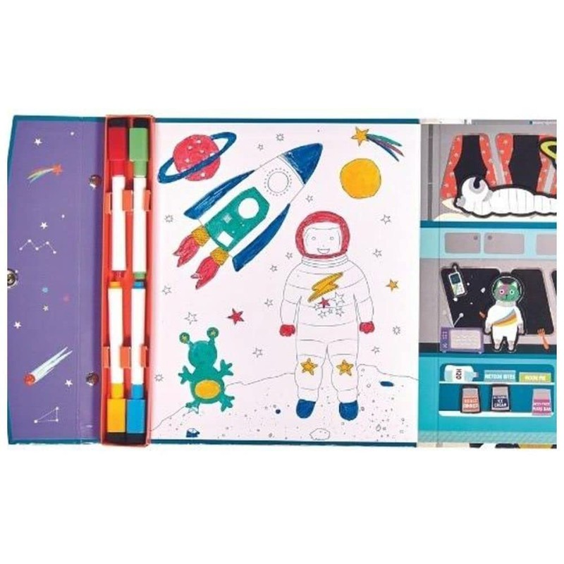 20 Pc Space Playset- Magnetic Puzzle, Doodle Board, Magnetic Pieces