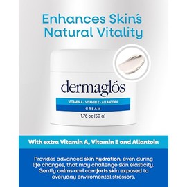 DERMAGLÓS Crema Hidratante, Hidratación avanzada de la piel con vitamina A adicional, vitamina E, alantoína - Mejora la vitalidad natural de la piel, fórmula protectora y regeneradora para todo tipo de piel 50G