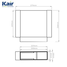 Kair Equal T-Piece Adaptor 204mm x 60mm for Rectangular Plastic Ducting