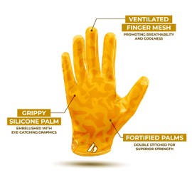 Repsters RPG1 Football Gloves - Adult & Youth Sizes (Citrine, Youth XS-S)