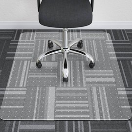 HOMEK Office Chair Mat for Low Pile Carpeted Floors - 45” x 53” Clear Carpet Chair Mats for Home & Office, Studded Floor Mat for Office Chair on Carpet