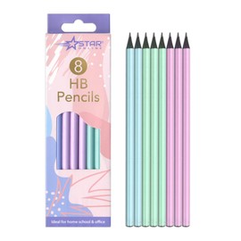 Star Online 8 X Pastel Colours HB Pencils Blue, Pink And Green Aesthetic Stationery