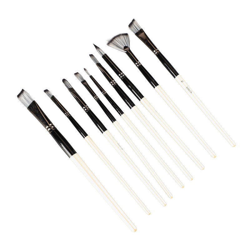 9pcs Gouache Watercolour Brushes Nylon Wool Rustproof Strong Water Absorption